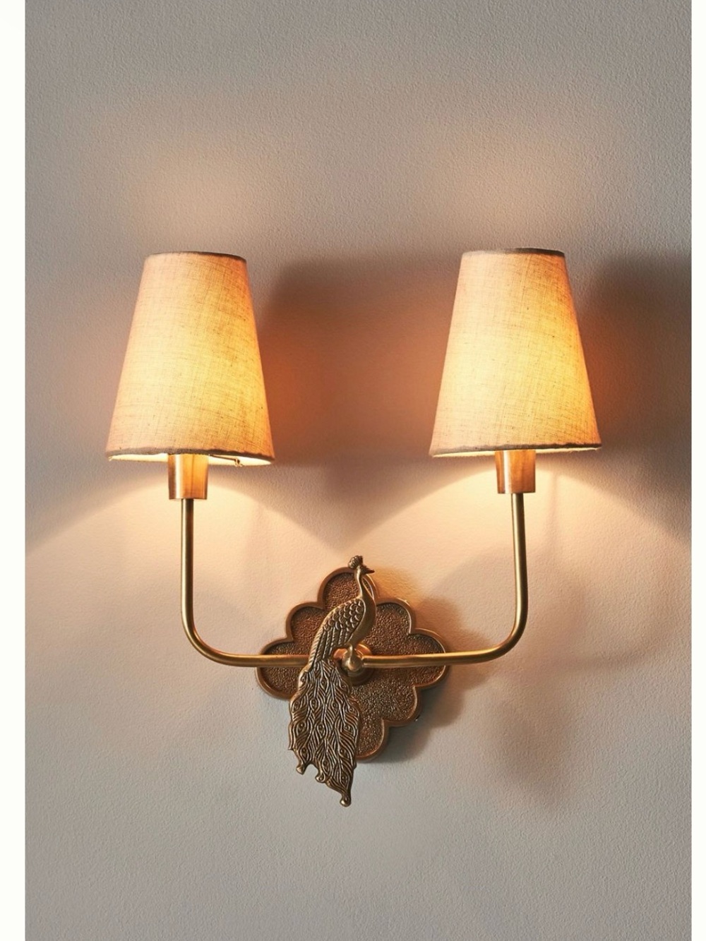Anthropologie peacock lamp doubled